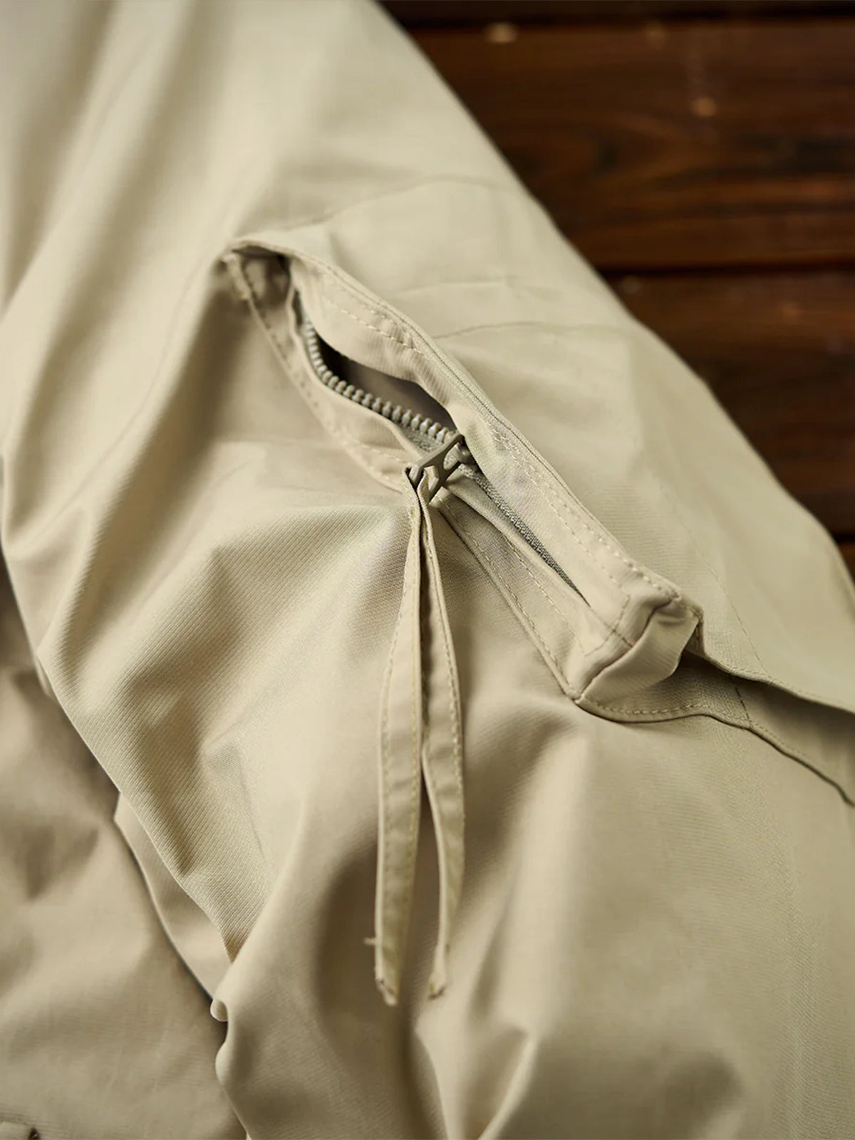 Corduroy-Collar Down Jacket with Cigarette Pockets