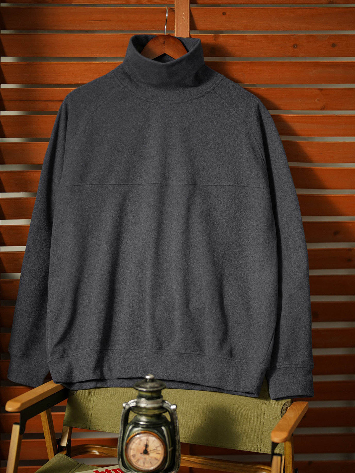 Plain 5-Color Dralon High Neck Sweatshirt