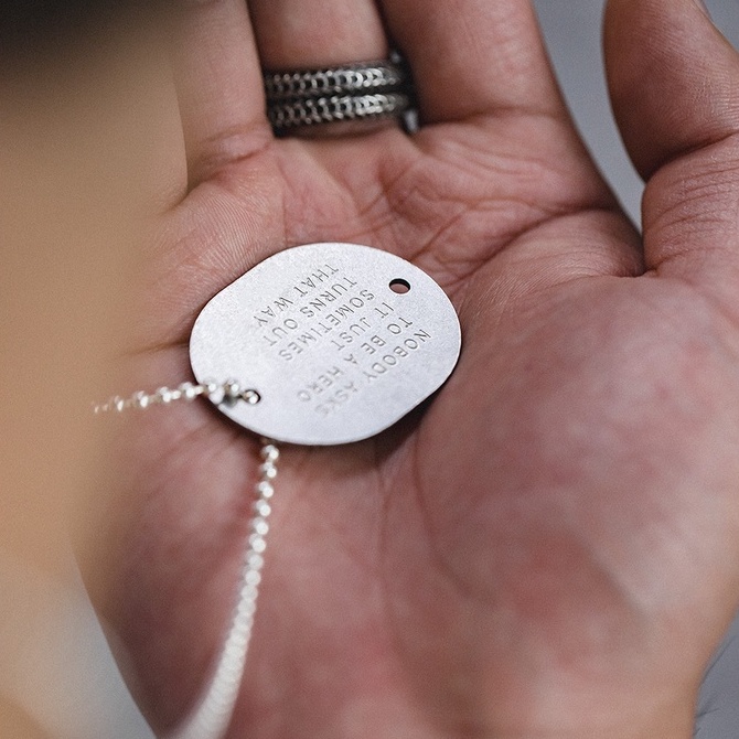 American Retro Letter Military  Pendant Necklace Hip Hop Dog Tag Disco Cool American Soldier Pendant