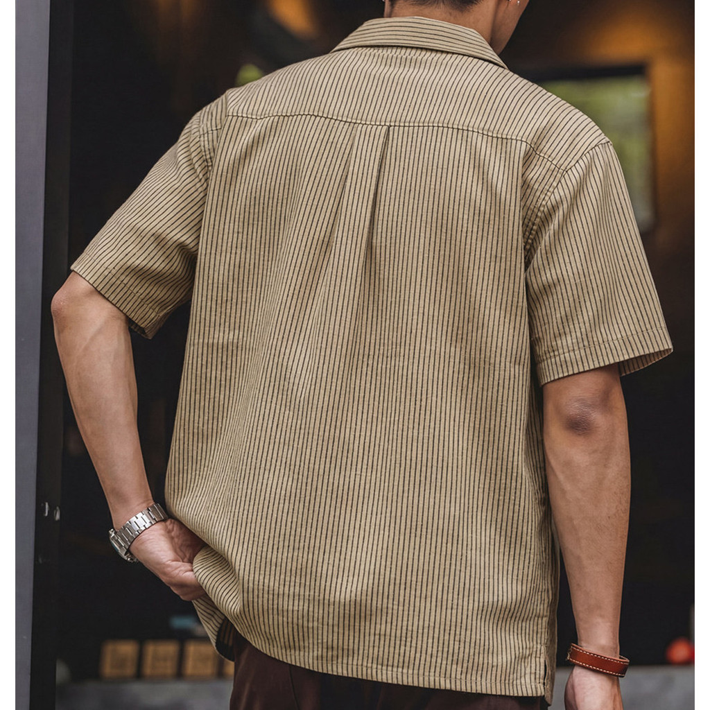 Linen Stripes Cuban Collar Shirt