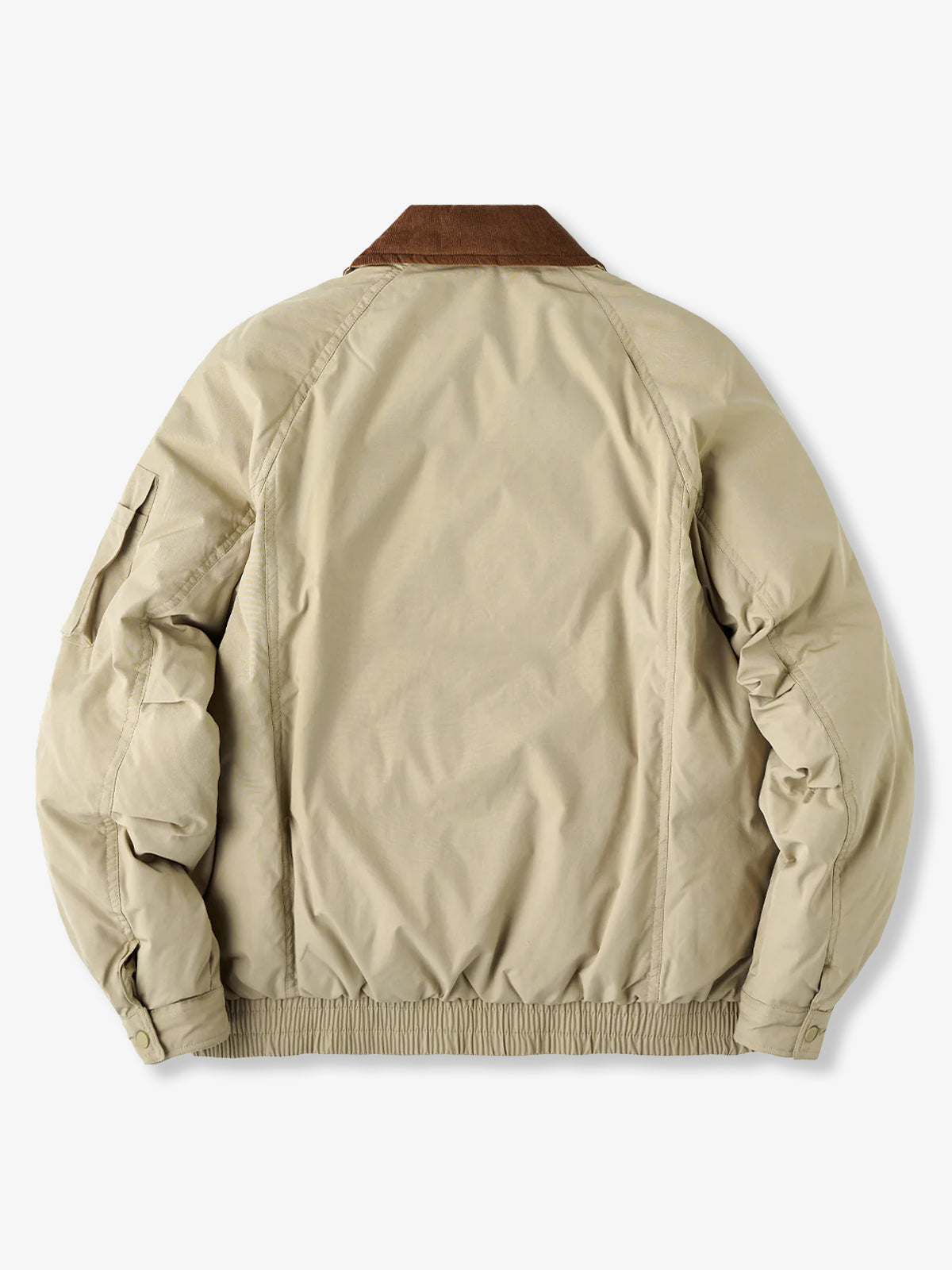 Corduroy-Collar Down Jacket with Cigarette Pockets