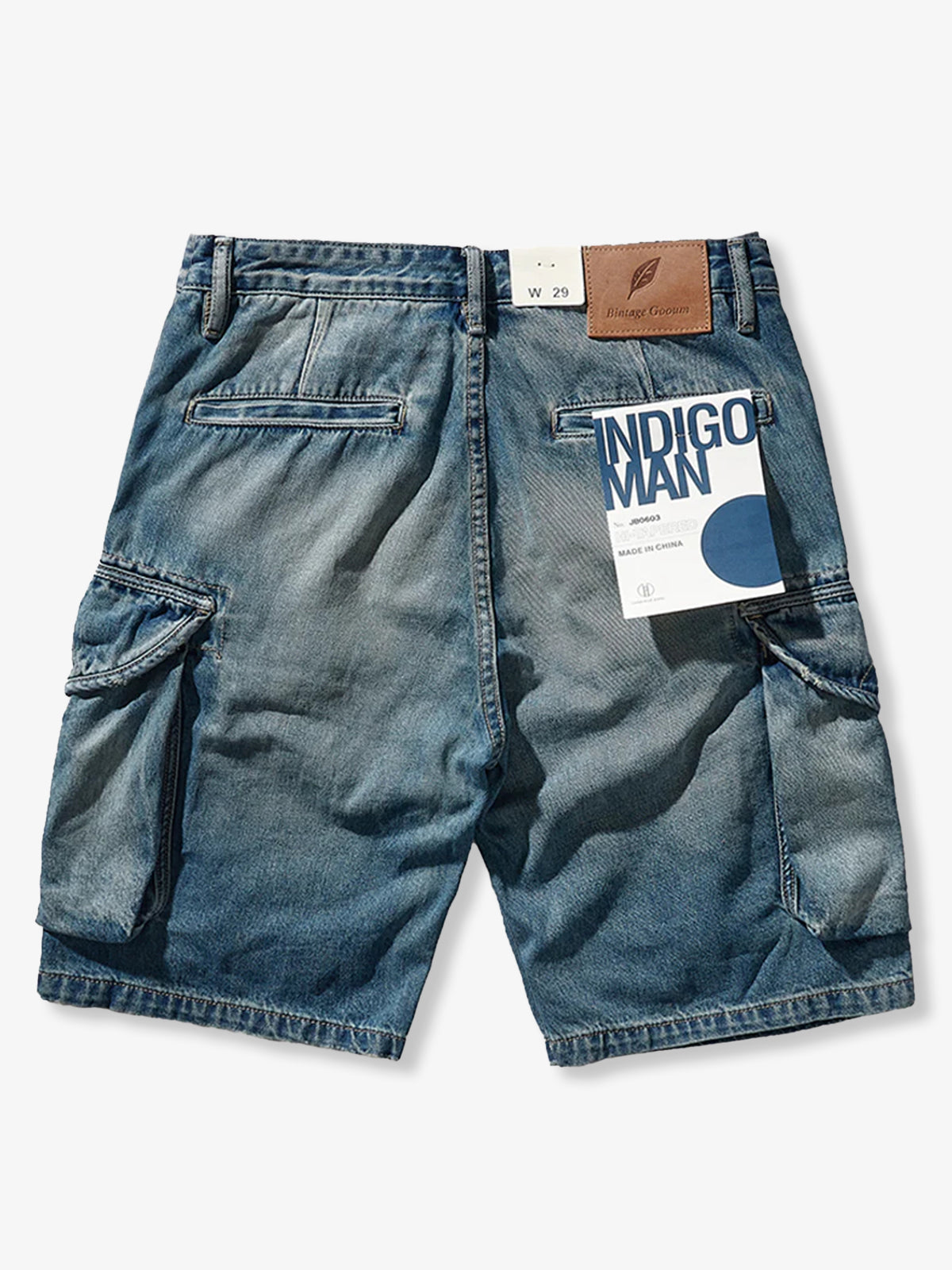 1970s Leather Buckle Washed Denim Shorts