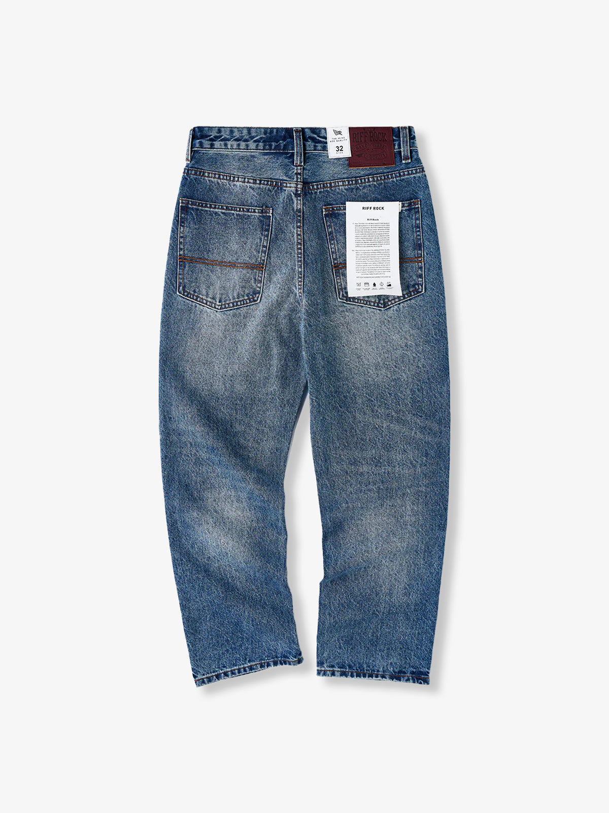 Washed & Whiskered Blue Straight Denim Pants