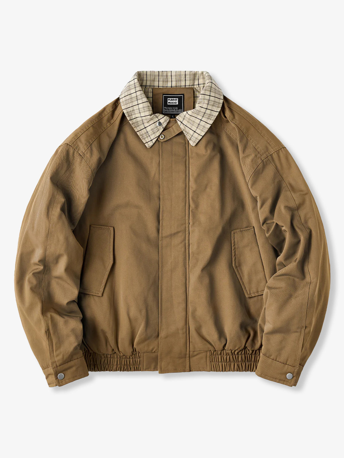 Harrington Jacket with Quilted Lining and Checkered Collar & Cuffs