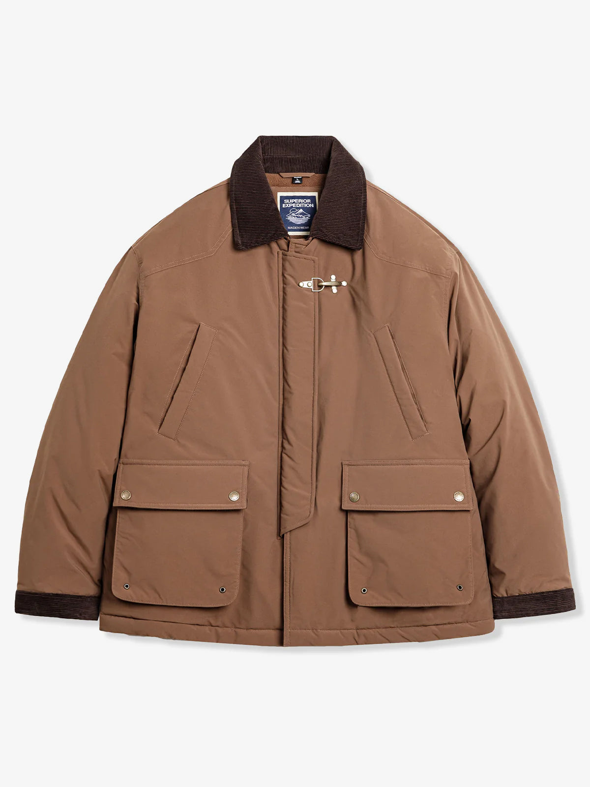 Hunting Jacket with Corduroy Collar and Hook Buttons