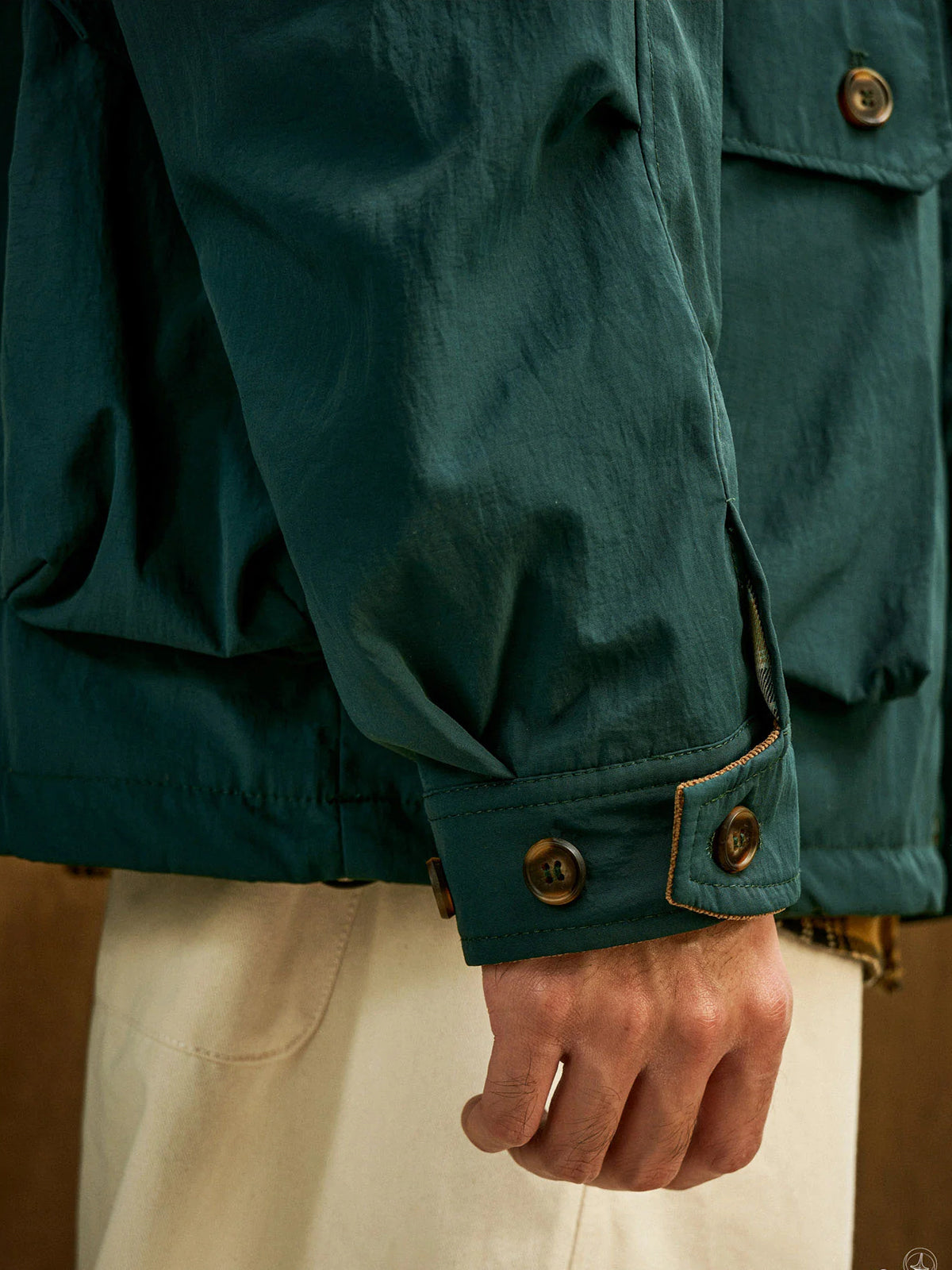 Corduroy-Lined Collar and Cuffs Water-Repellent Hunting Jacket