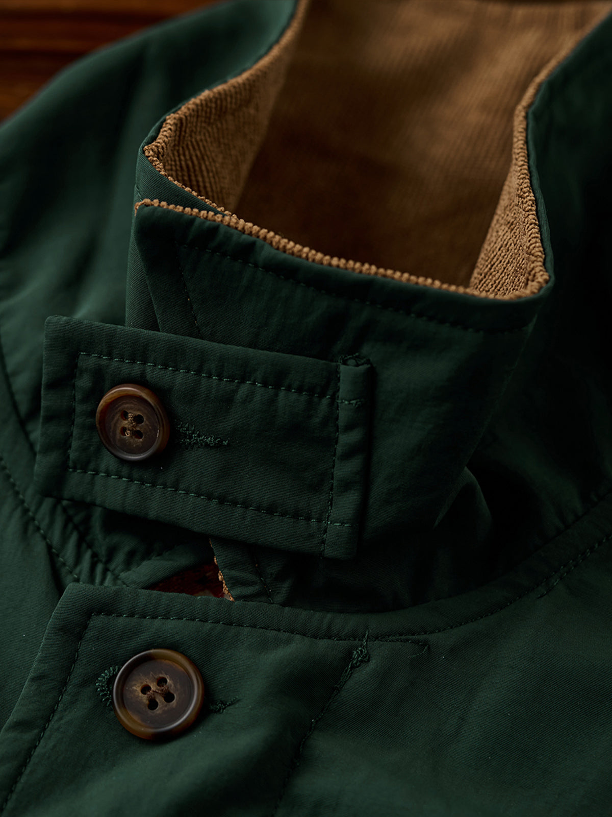 Corduroy-Lined Collar and Cuffs Water-Repellent Hunting Jacket