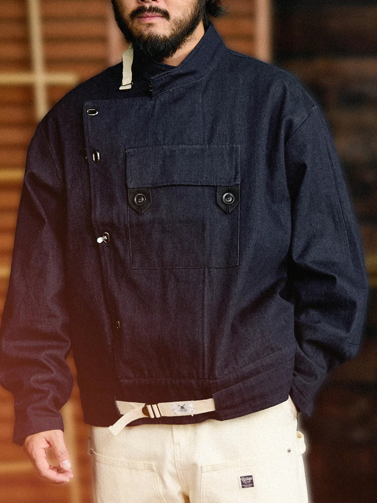 13oz Denim Retro Swedish Soldier Biker Jacket