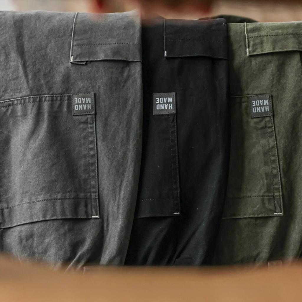 Combed Cotton Overalls Loggy Pants Men vintage Loose Casual All-Match Wide-Leg Straight Pants