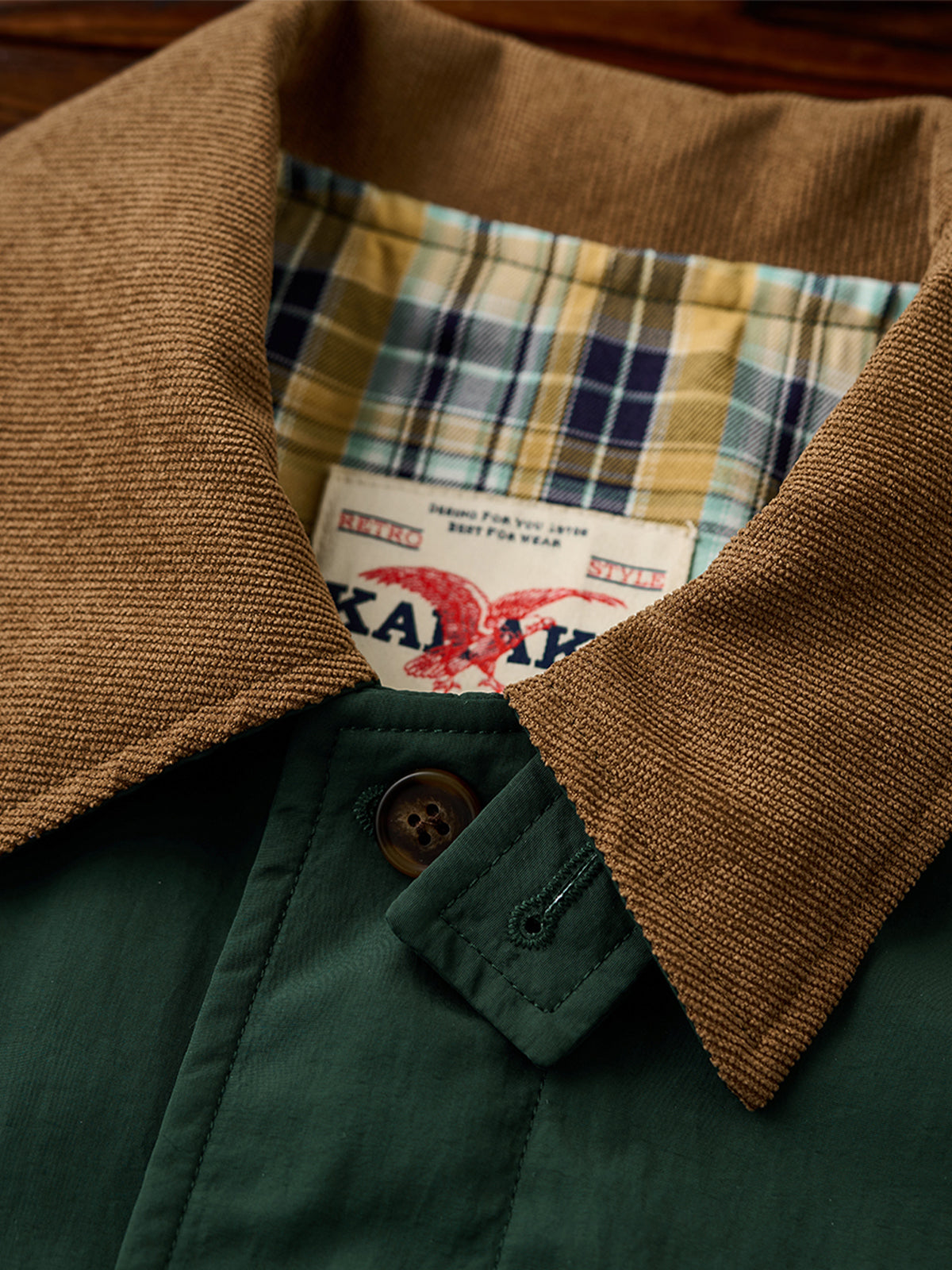 Corduroy-Lined Collar and Cuffs Water-Repellent Hunting Jacket