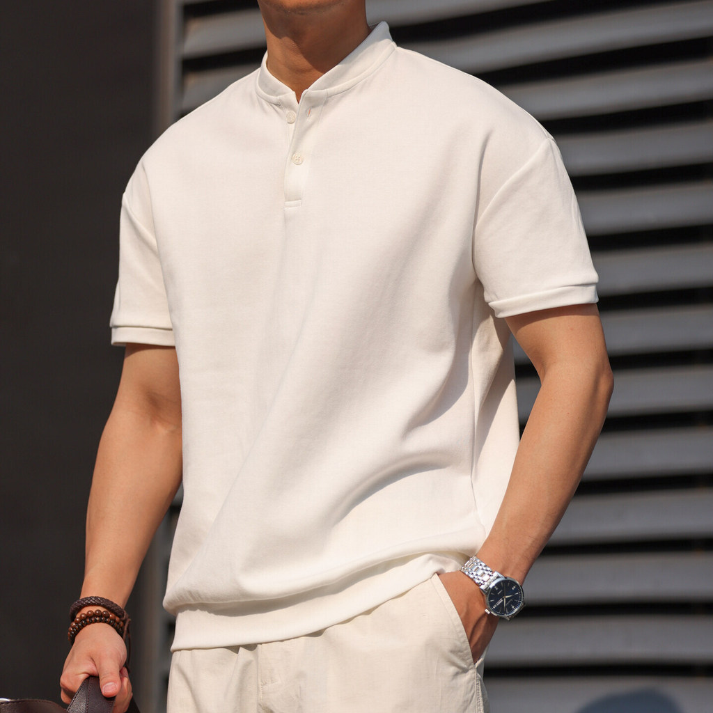 250g Casual Henry Collar T-Shirt