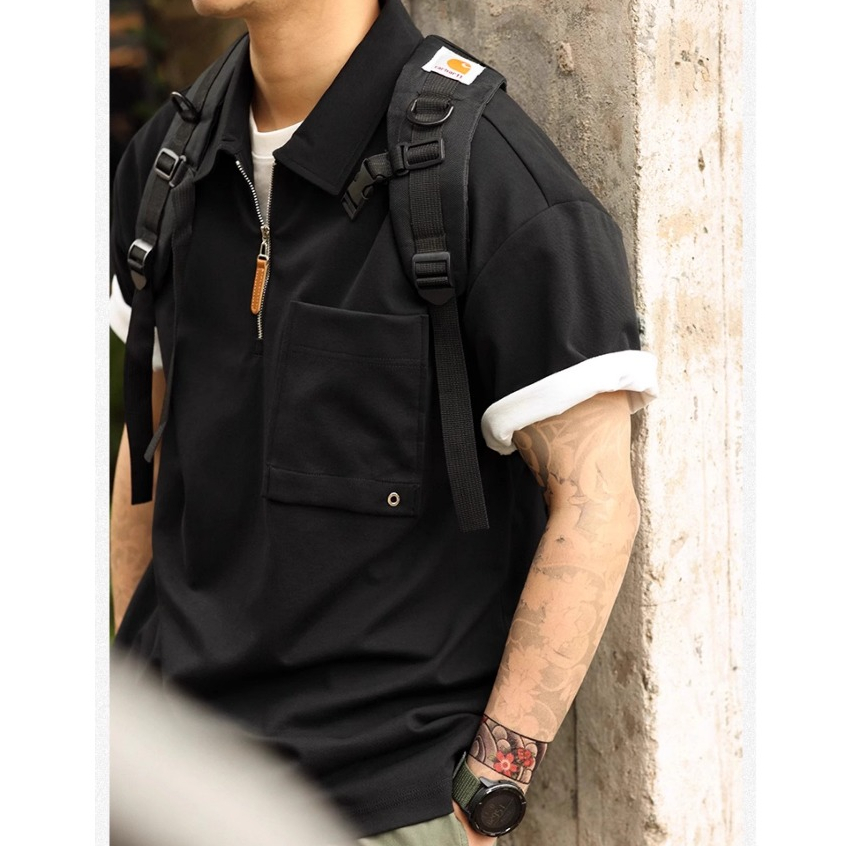  245g Casual Lyocell Short-Sleeved T-Shirt Men Loose Raglan Half-Sleeved Basic TEE