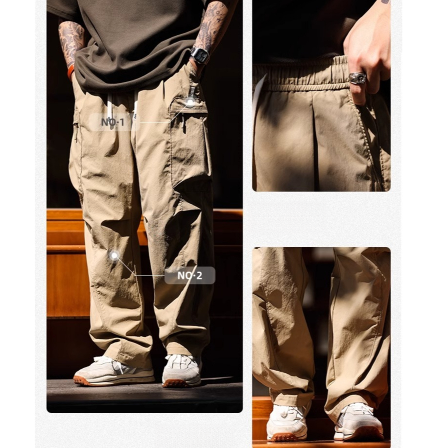 Multi-Pocket Overalls Men Cleanfit Outdoor Sports Loose Straight Casual Pants Trendy