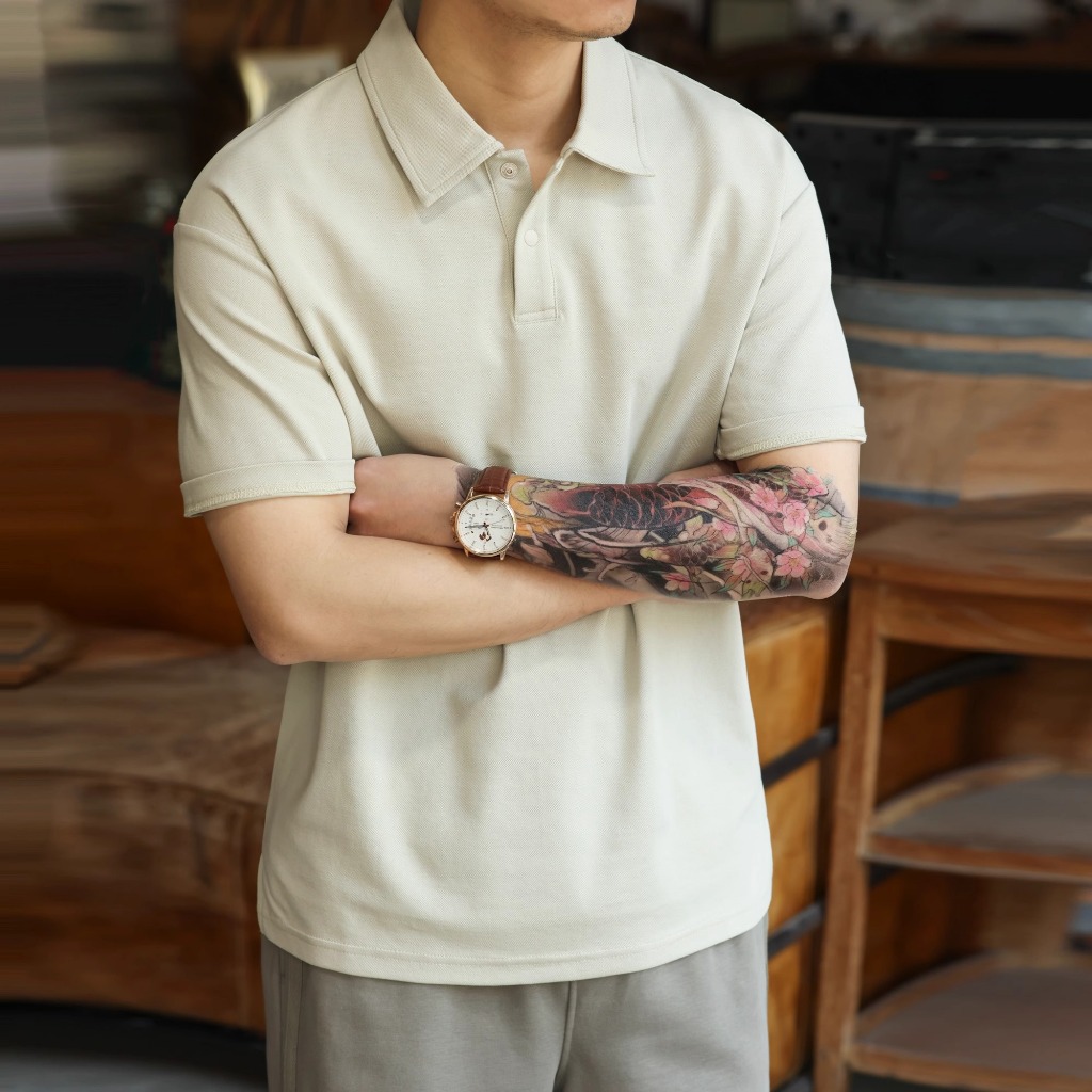220g Solona Short-Sleeved Polo Shirt Men's Light Luxury Feeling Pearly Cool Lapel TEE