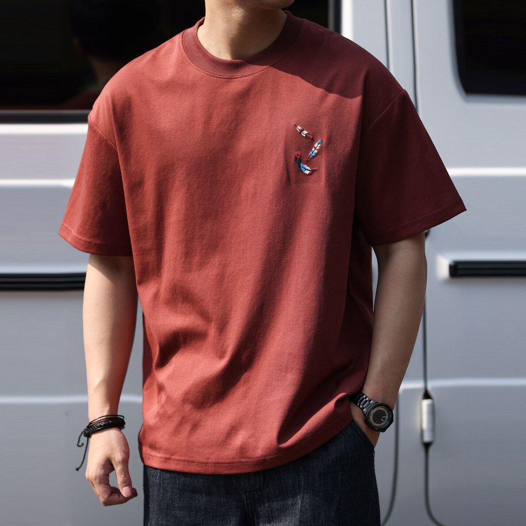 220g Feather Embroidered T-Shirt