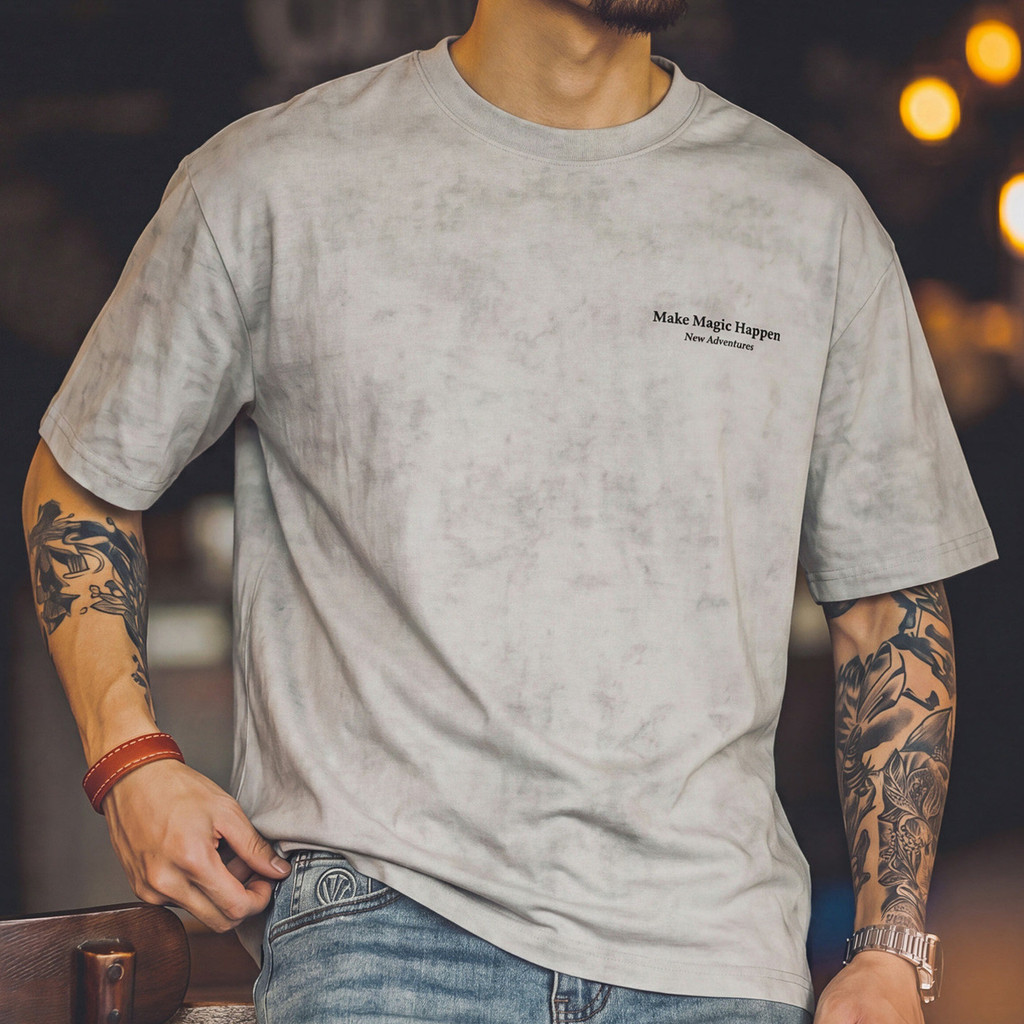 Wuluwear American Retro Tie-Dye Distressed Short-Sleeved T-Shirt Men 2026 Summer New Style Loose Casual Round Neck Printed Half-