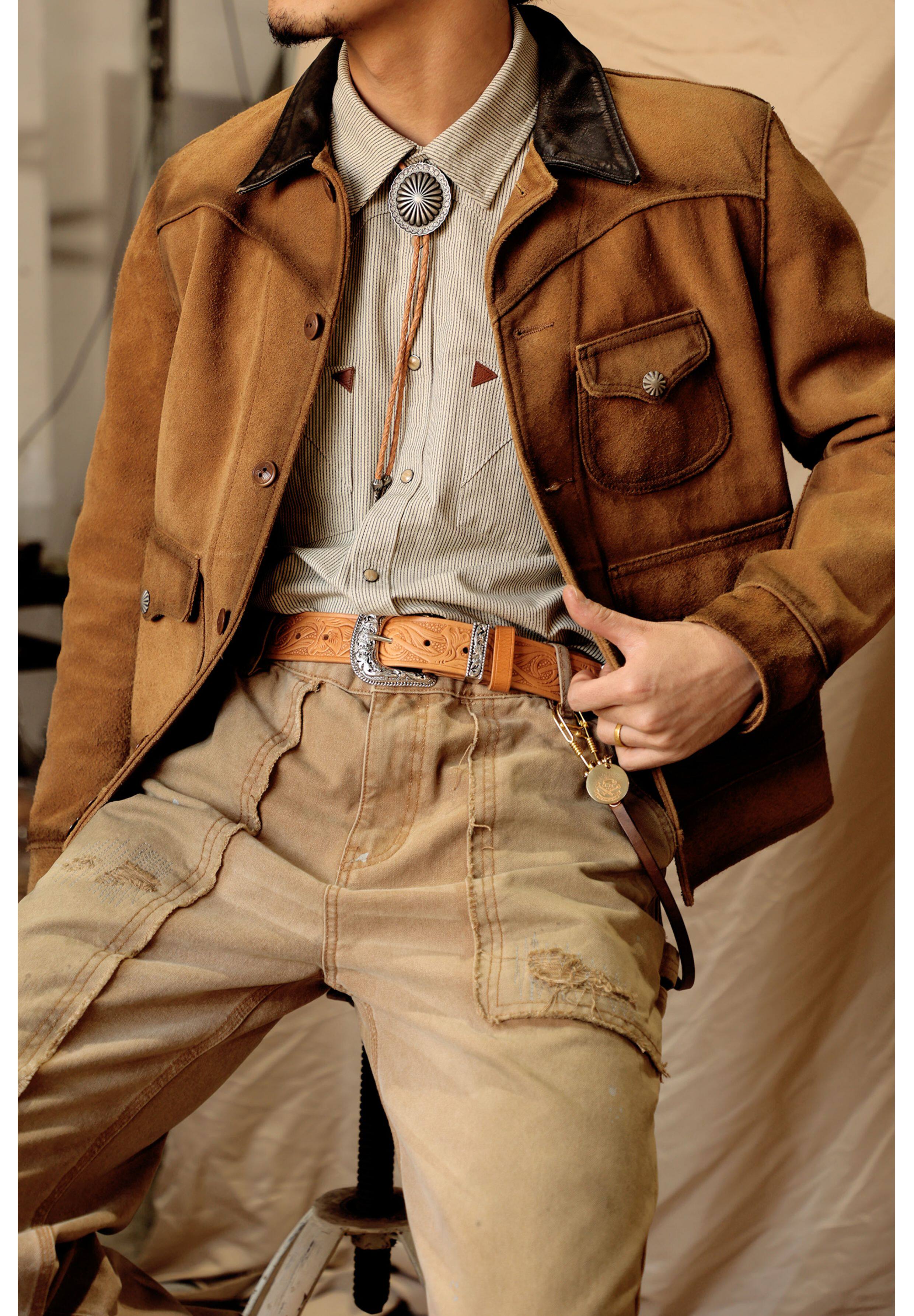 Hand-carved leather belt