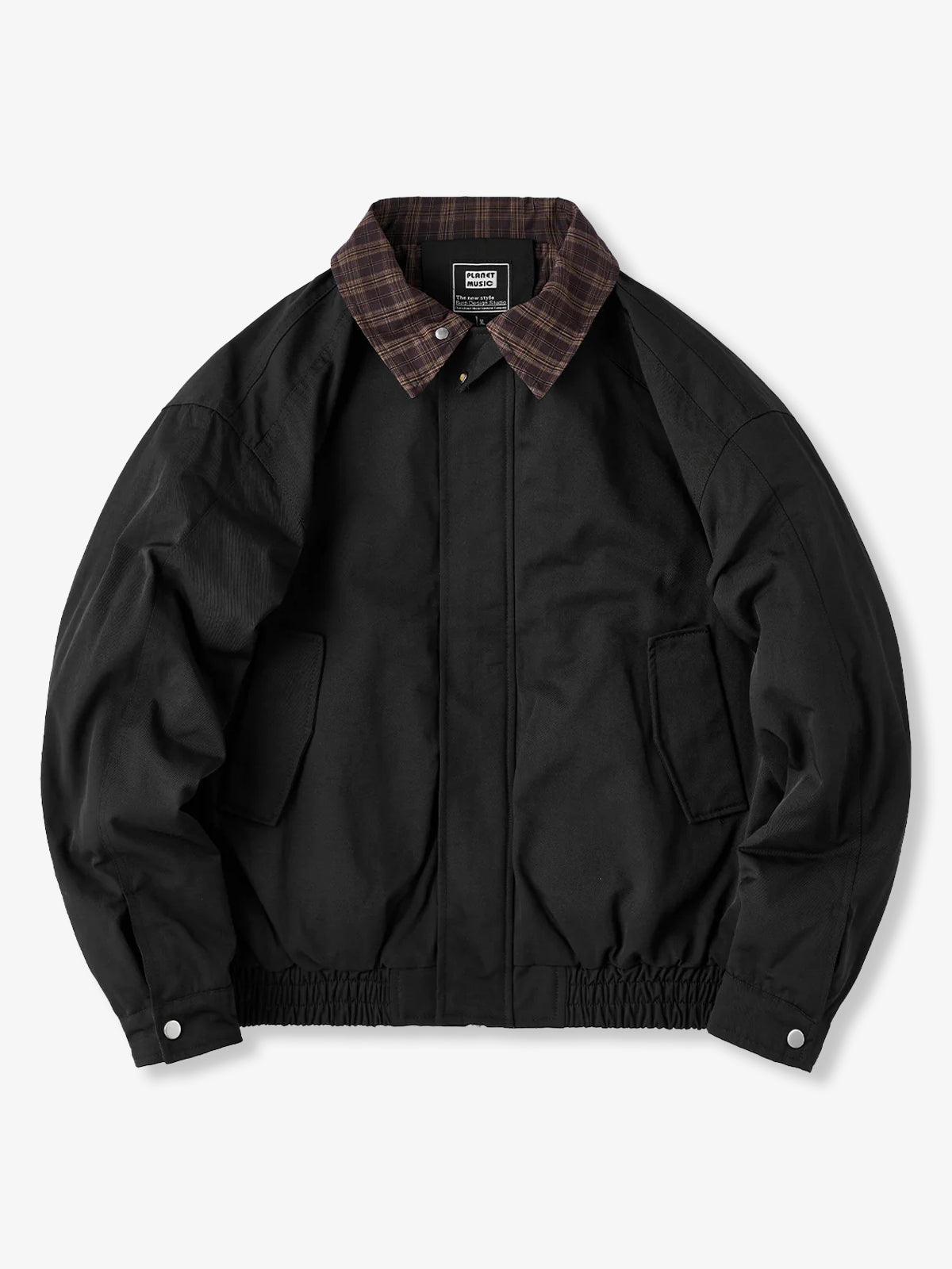 Harrington Jacket with Quilted Lining and Checkered Collar & Cuffs