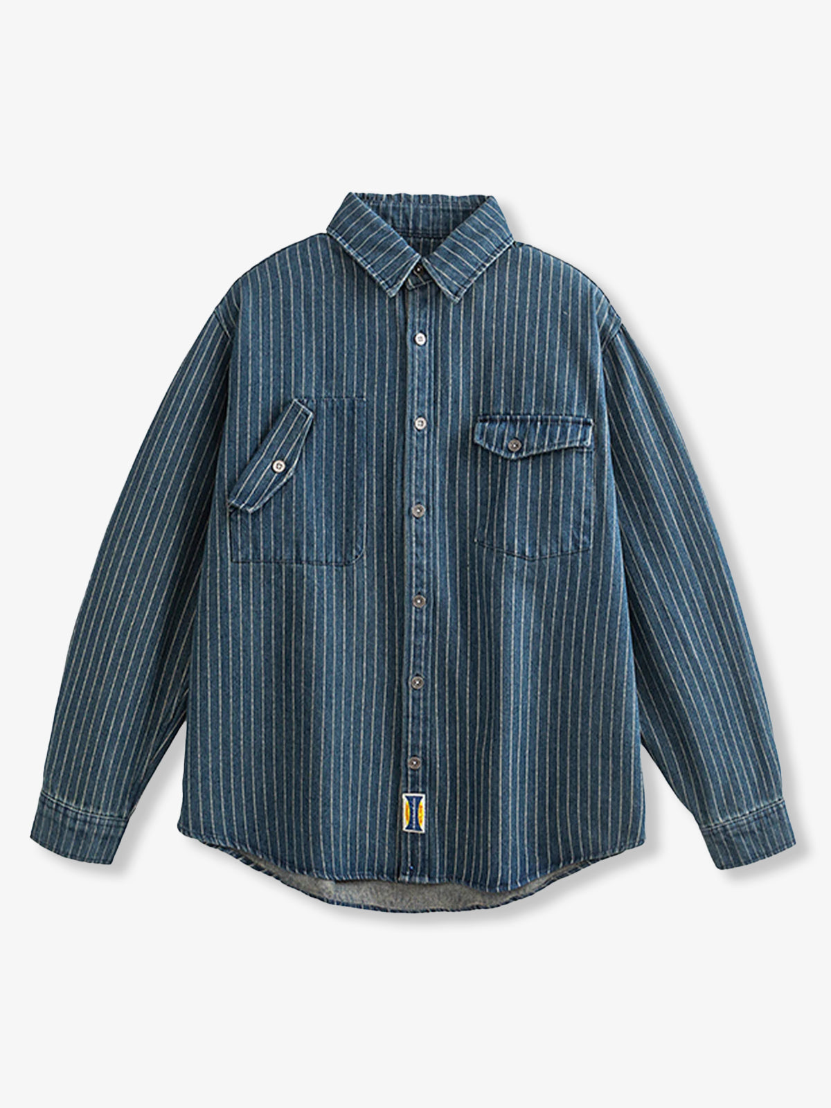 WABASH Irregular Pocket Striped Denim Shirt