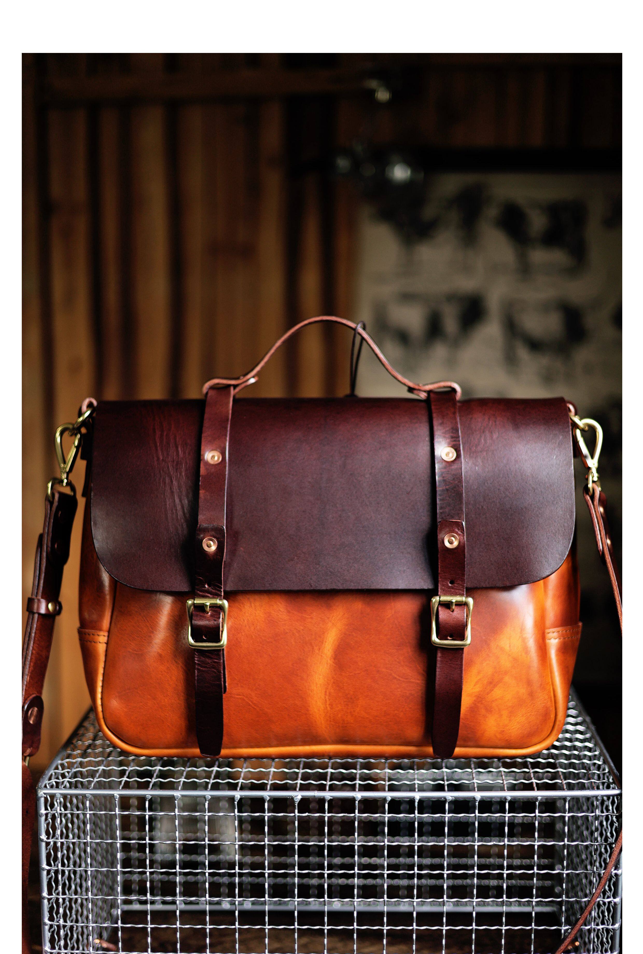 Leather messenger bag