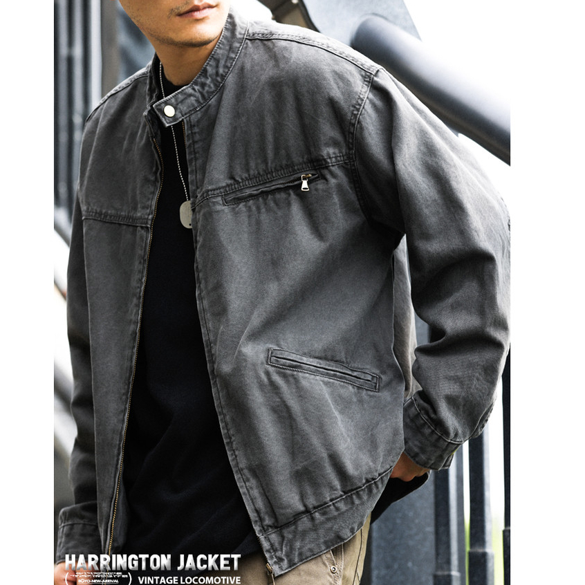 American vintage Stand-Up Collar Carhart Jacket Men Slightly Wide Canvas Distressed Outdoor Tough Guy Cargo Jacket
