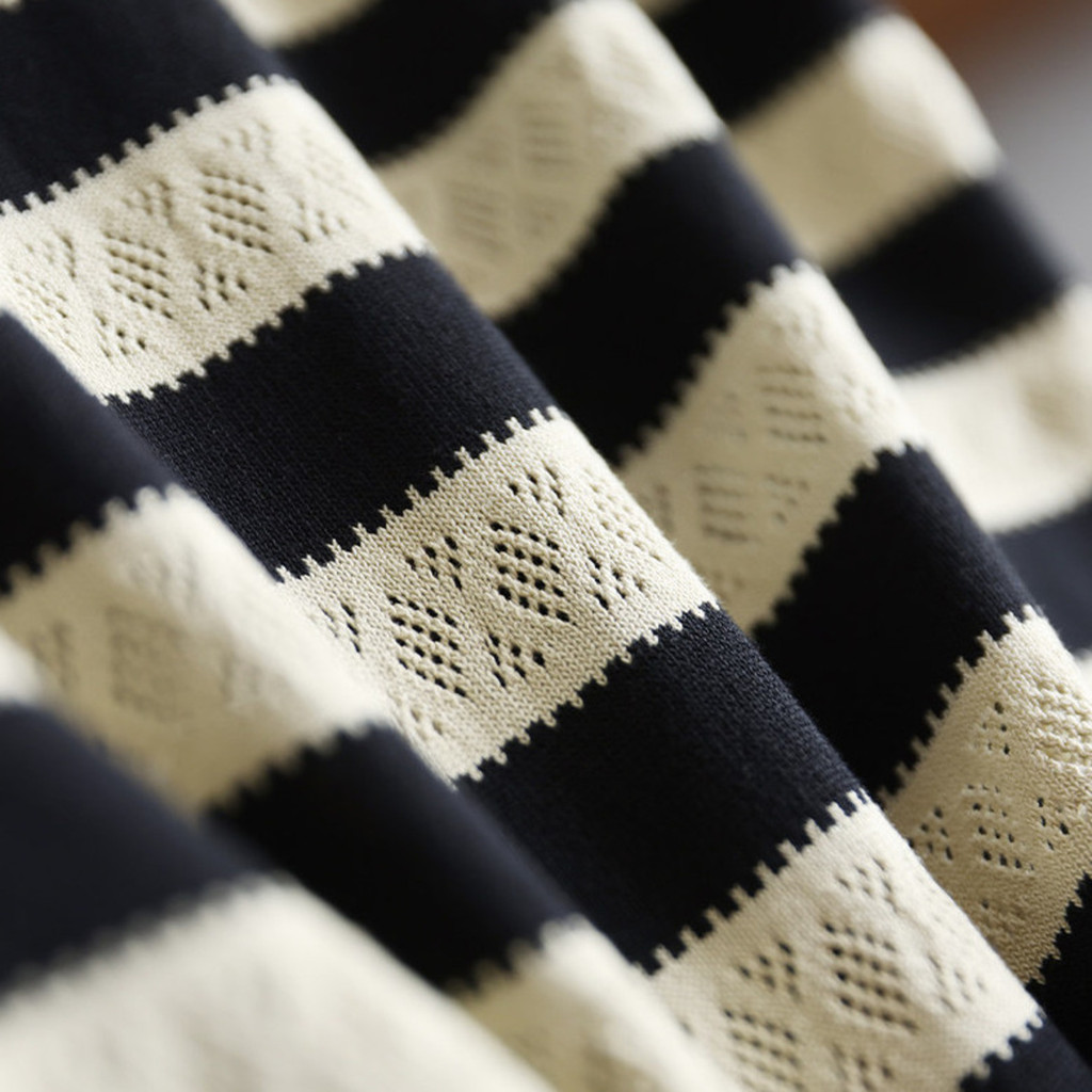 Striped Breathable Knitted Polo