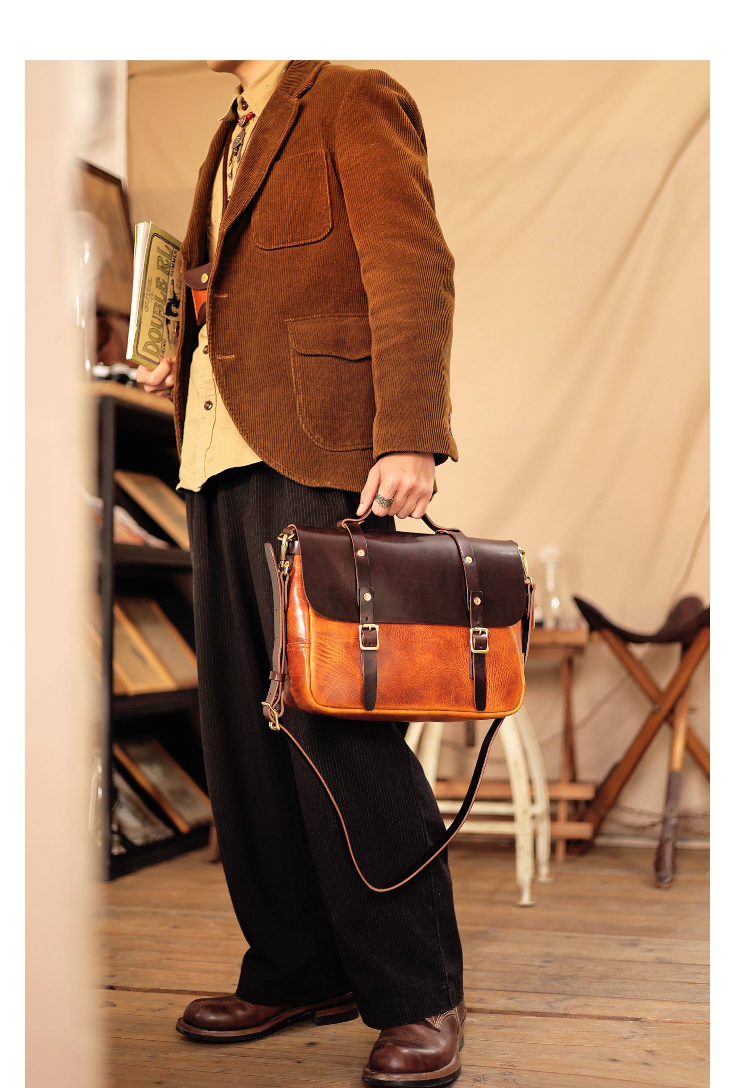 Leather messenger bag