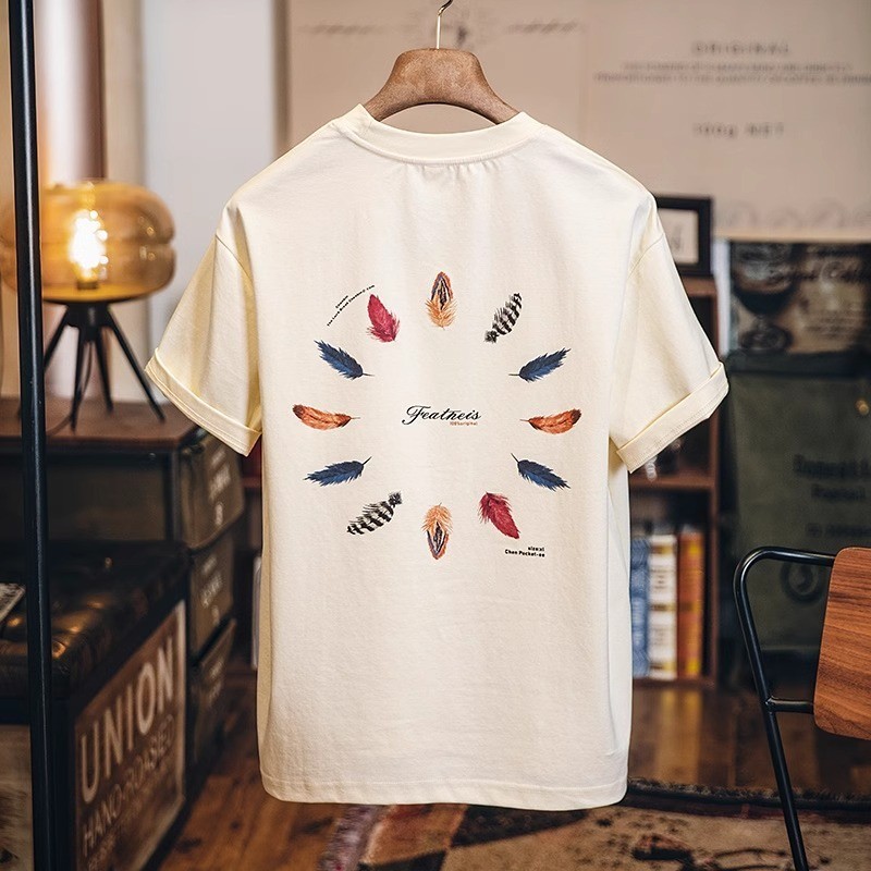 Fun Printed Short-Sleeved t-Shirt Men Summer Loose Casual Painted Half-Sleeved