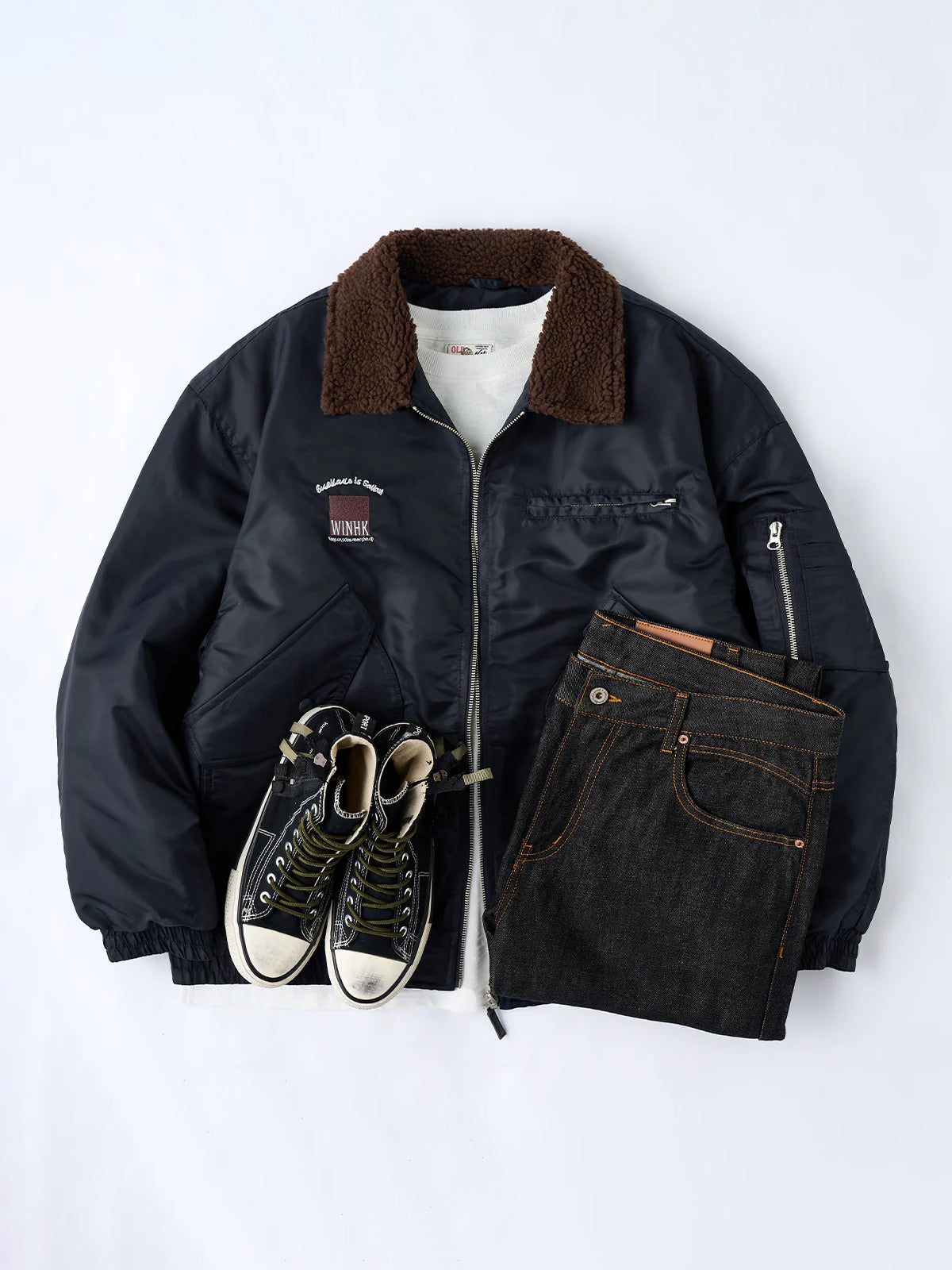 Sherpa Collar MA-1 Quilted Flight Jacket