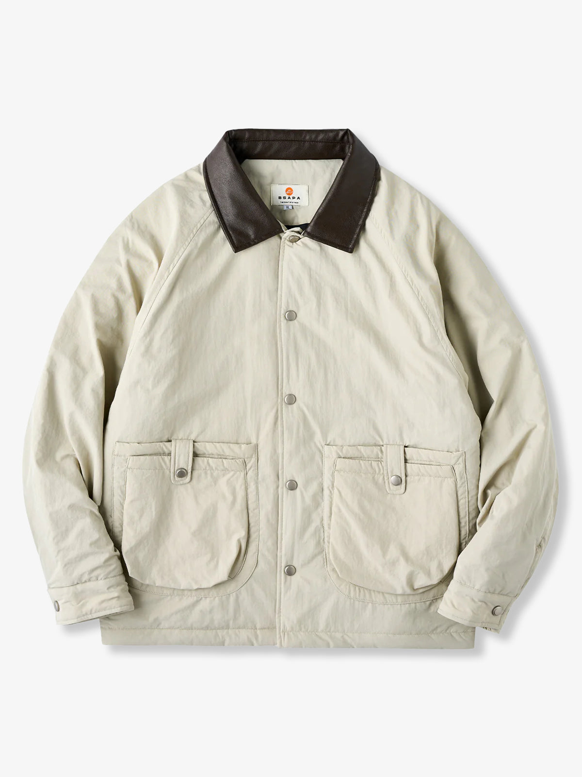 Quilted Lined Hunting Jacket with Leather-Style Collar