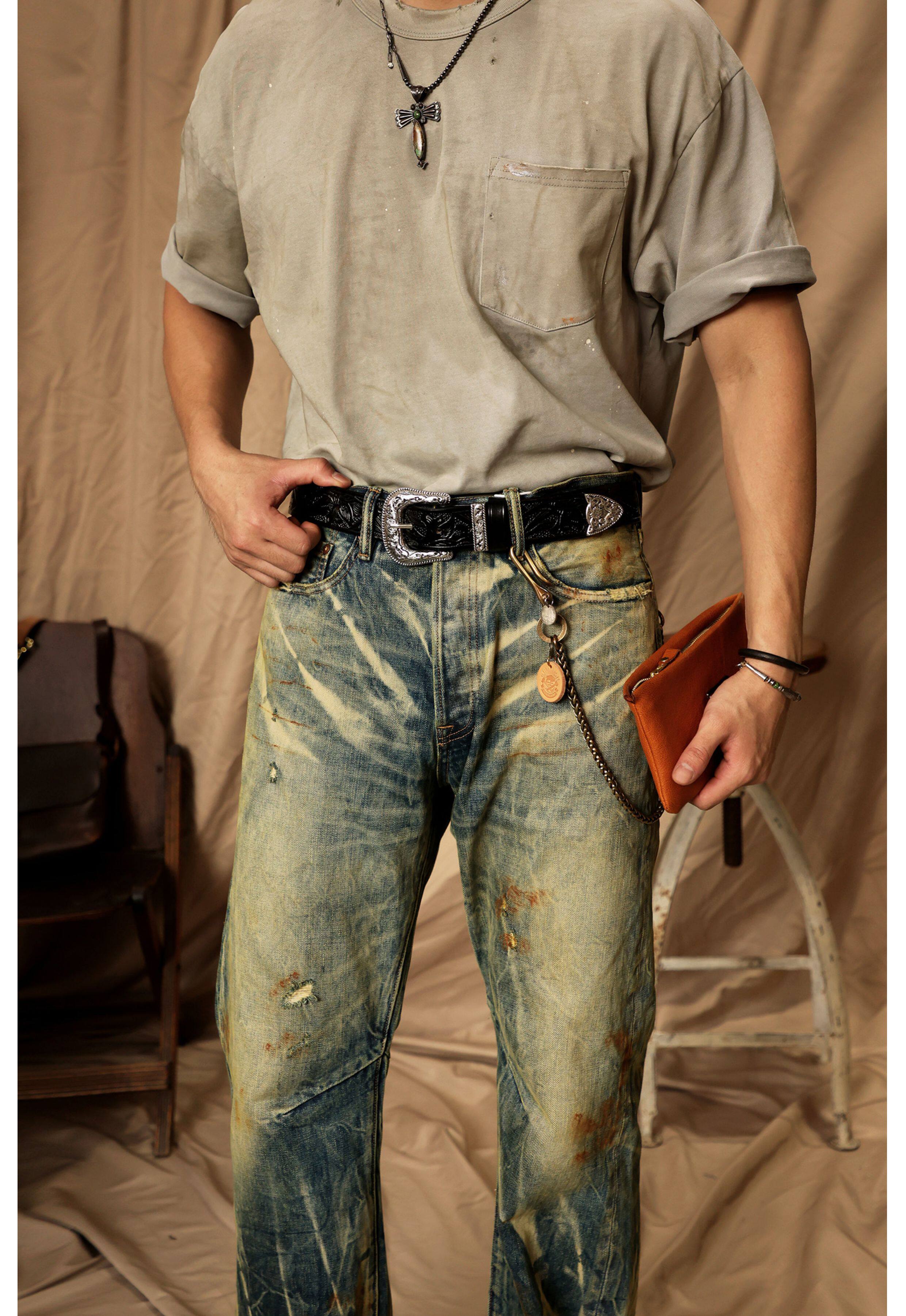 Hand-carved leather belt