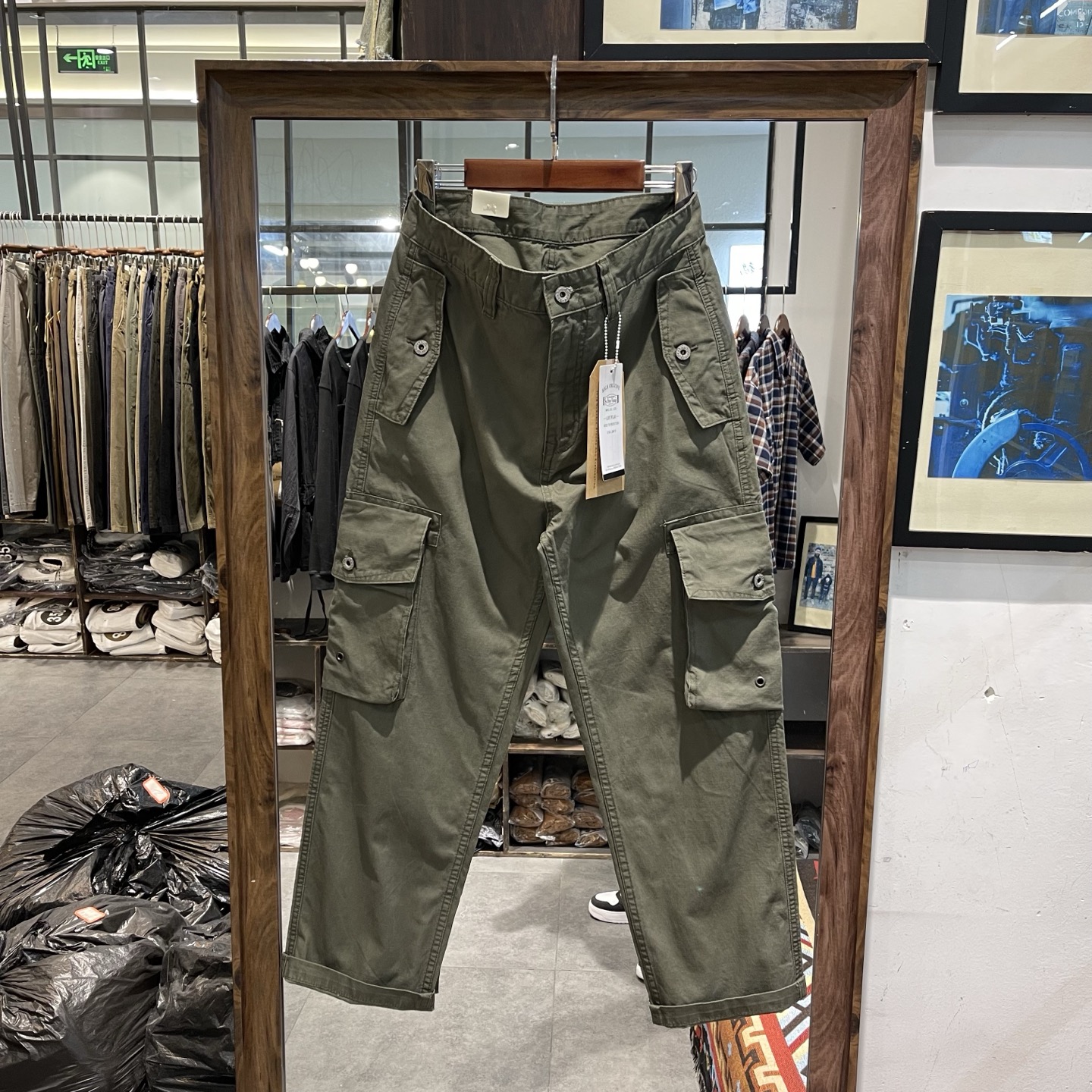M65 Cargo Pants for Men 100% Cotton Multi-Pocket Long Pants Army Green Casual Pants