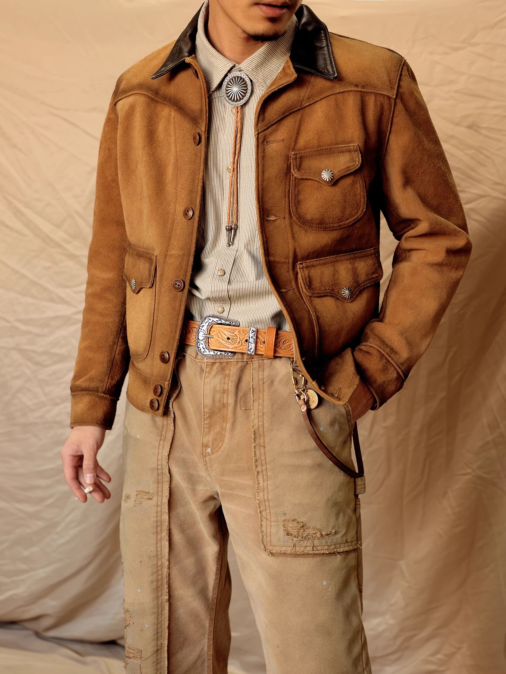 Hand-carved leather belt