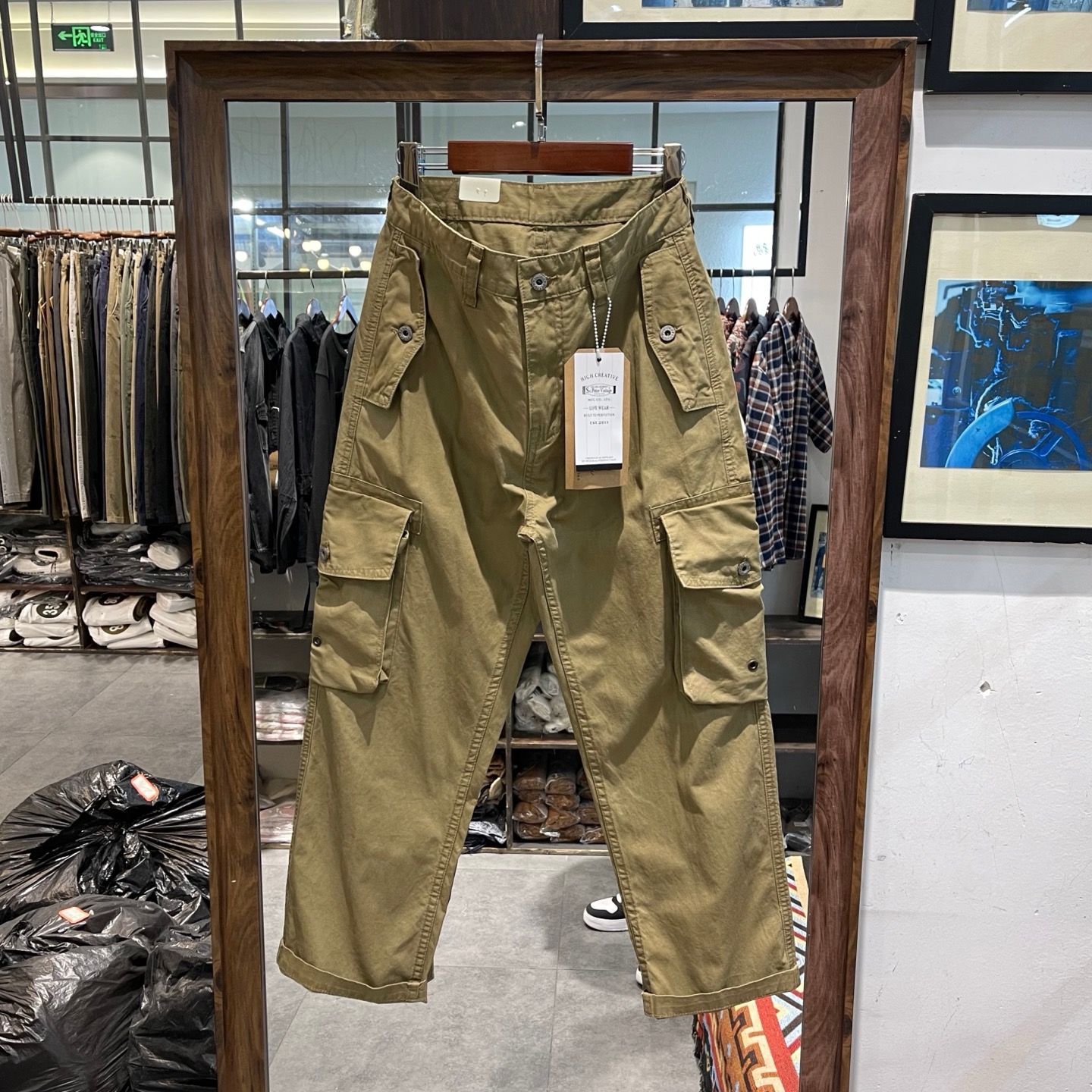 M65 Cargo Pants for Men 100% Cotton Multi-Pocket Long Pants Army Green Casual Pants