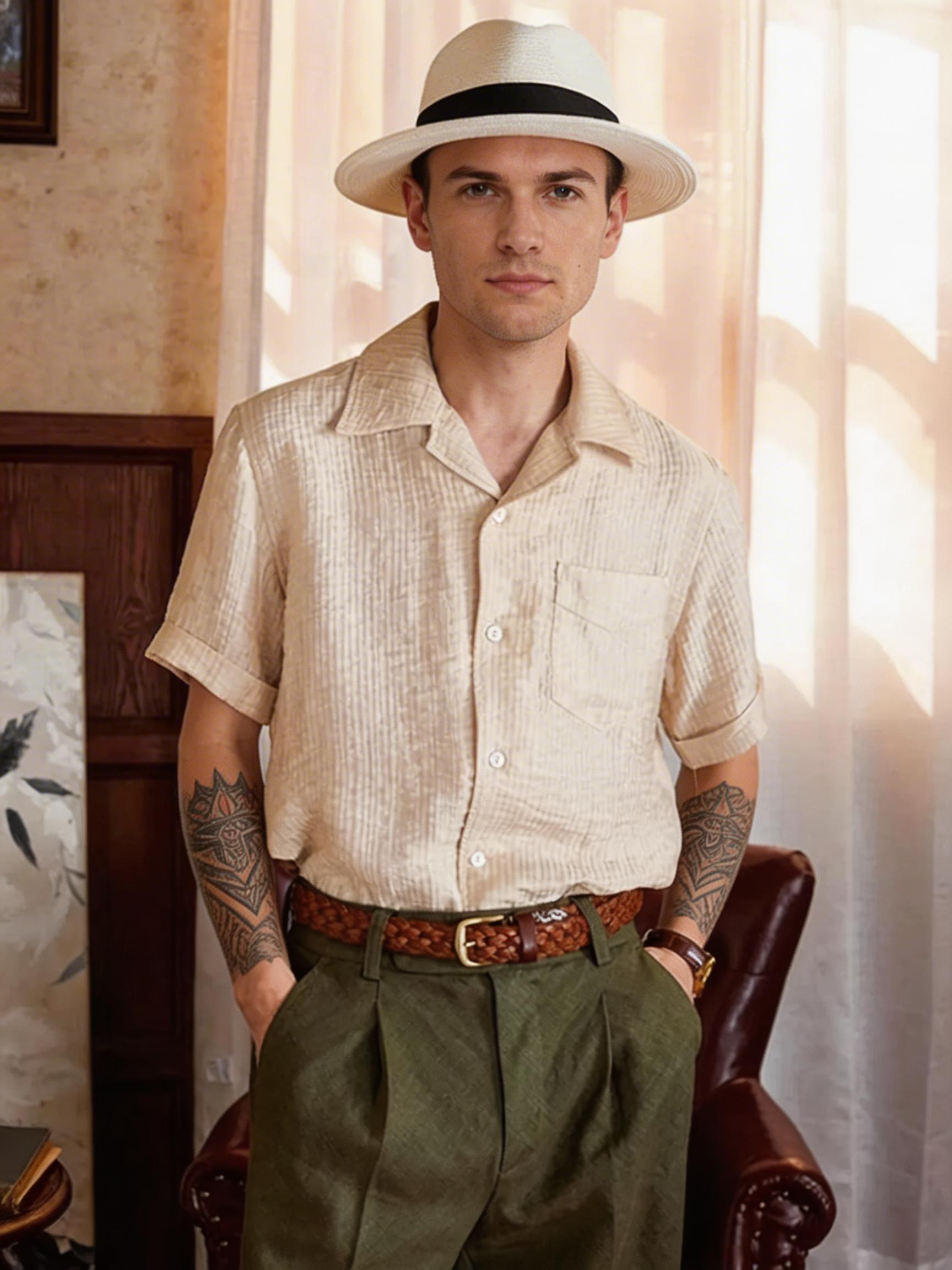 Pure cowhide copper buckle woven belt