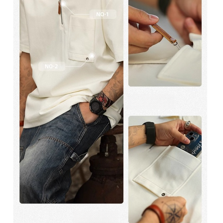  245g Casual Lyocell Short-Sleeved T-Shirt Men Loose Raglan Half-Sleeved Basic TEE
