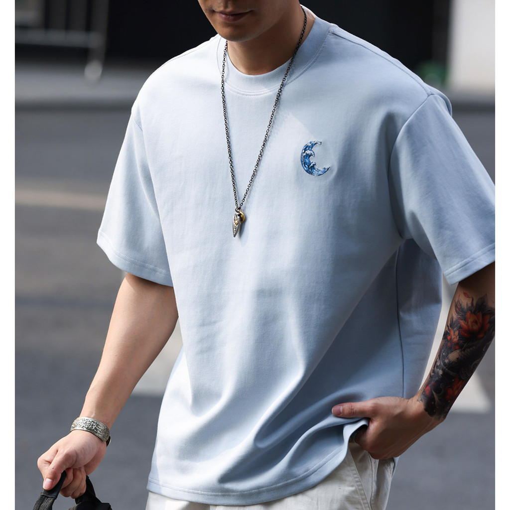 230g Air Layer Wave Embroidery Cotton T-Shirts