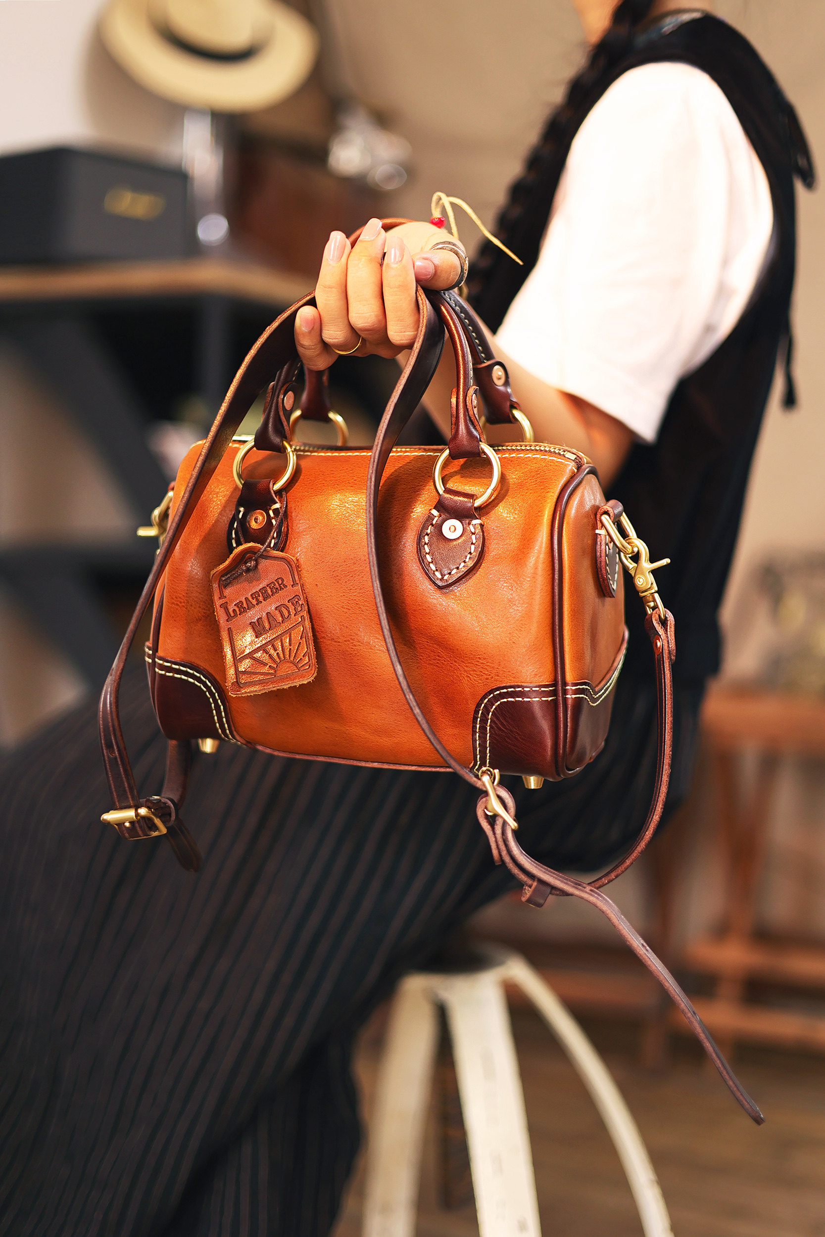 Handmade Single-shoulder Boston Bag