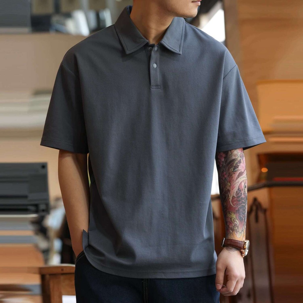 220g Solona Short-Sleeved Polo Shirt Men's Light Luxury Feeling Pearly Cool Lapel TEE