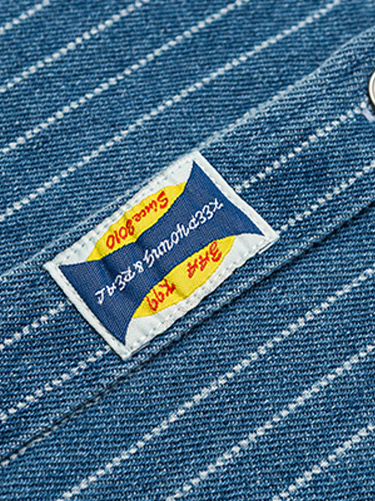 WABASH Irregular Pocket Striped Denim Shirt