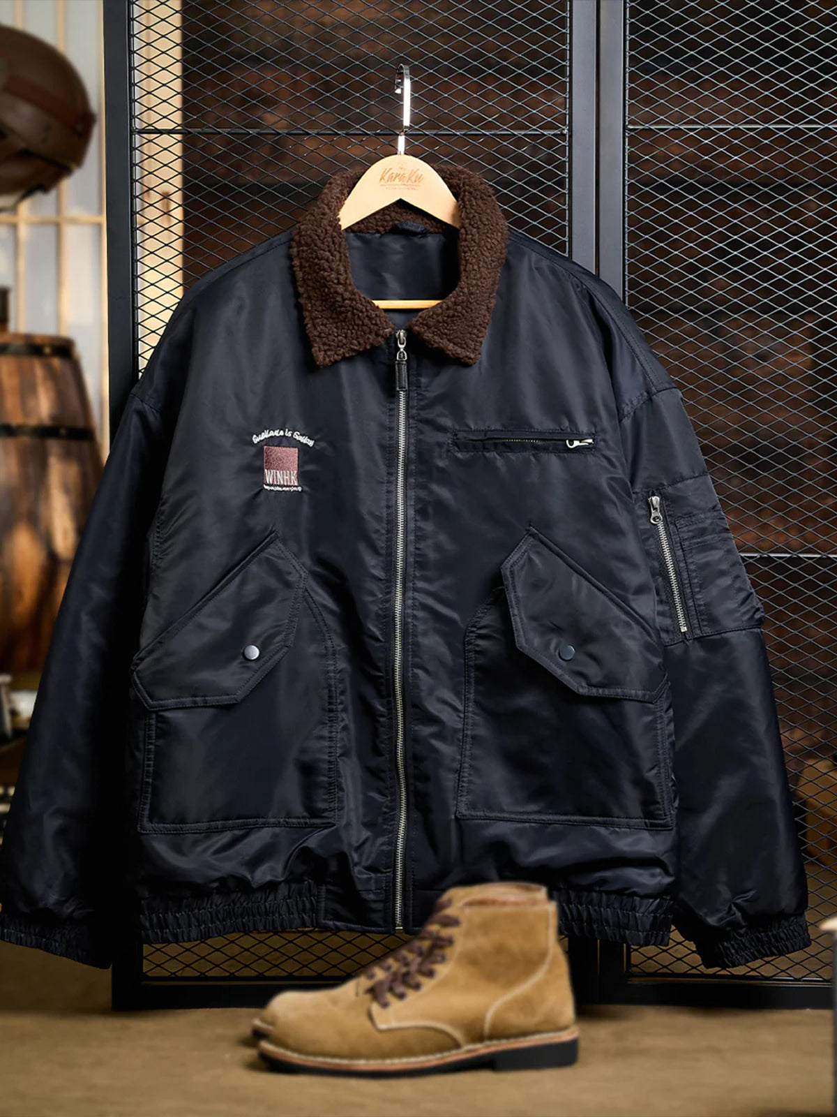 Sherpa Collar MA-1 Quilted Flight Jacket