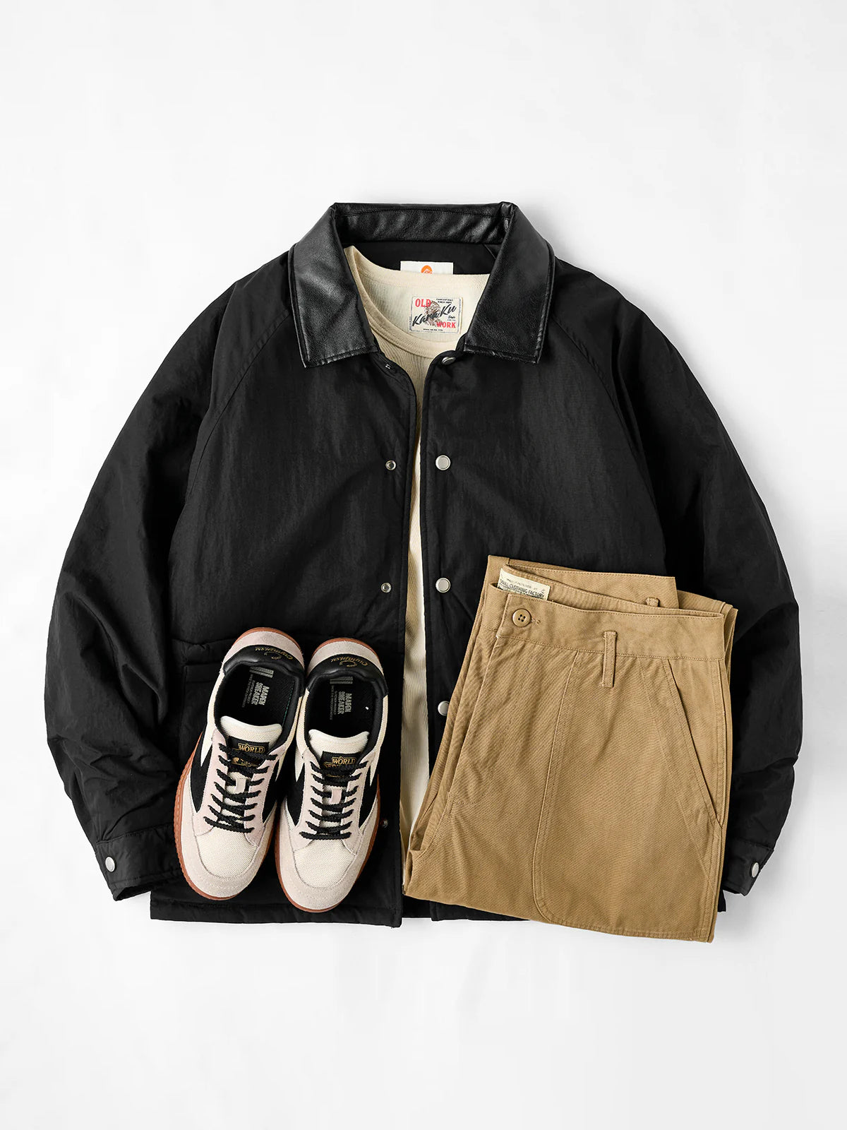 Quilted Lined Hunting Jacket with Leather-Style Collar