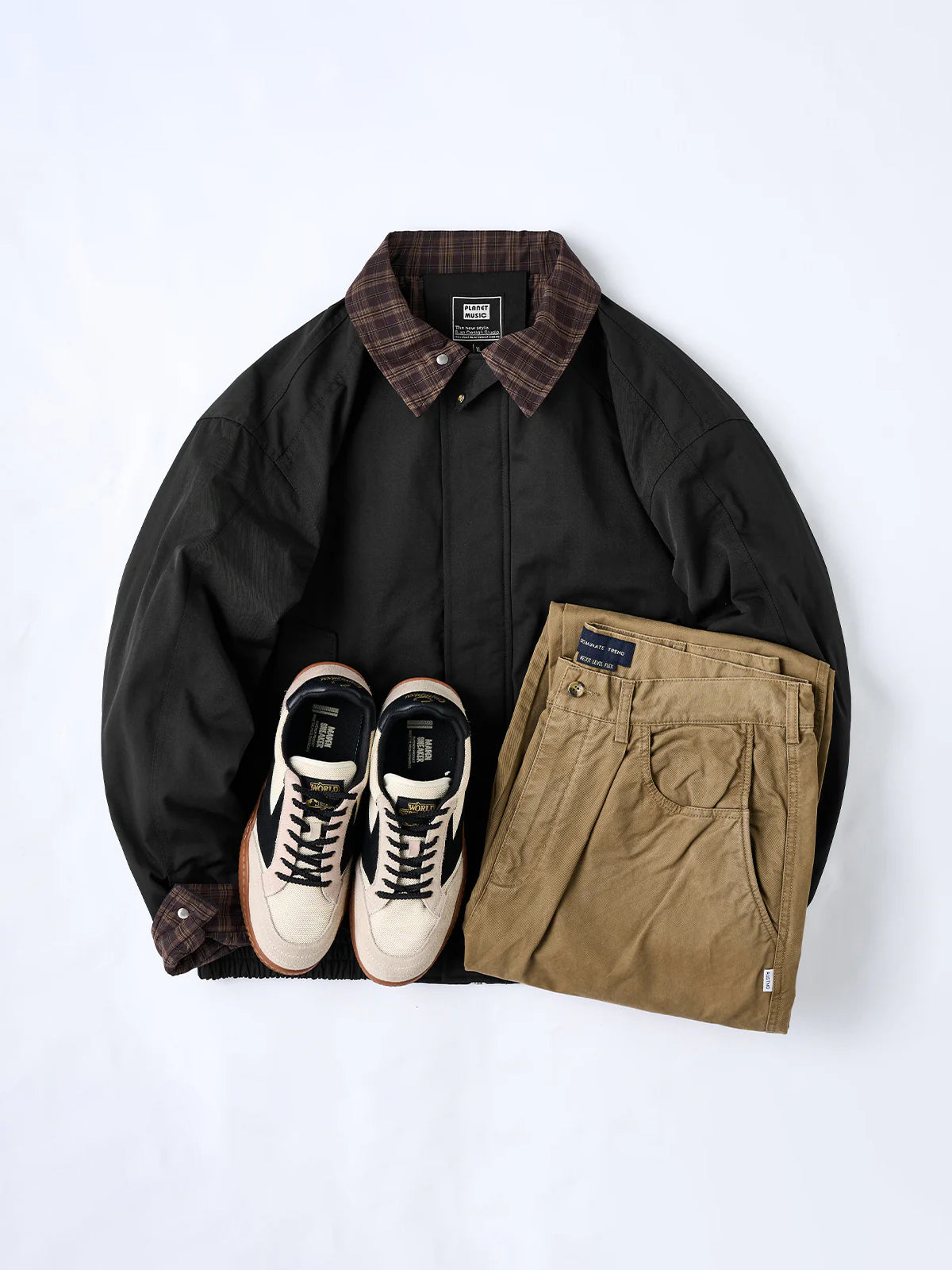 Harrington Jacket with Quilted Lining and Checkered Collar & Cuffs