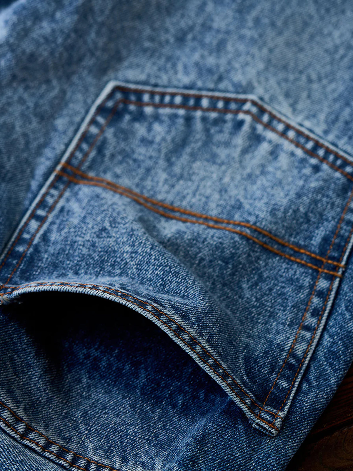 Washed & Whiskered Blue Straight Denim Pants