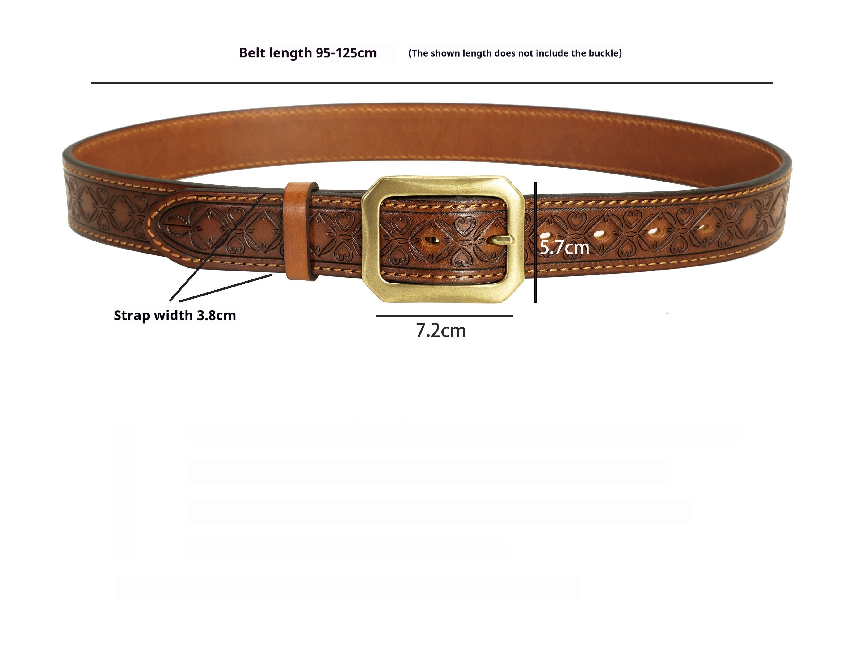 Vintage American-style embossed leather belt