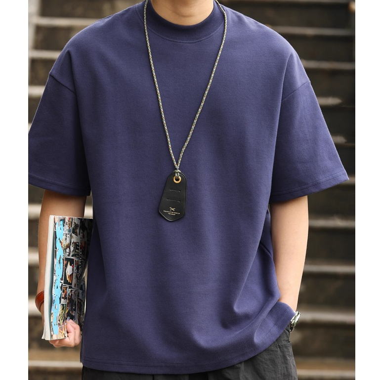 300g Encore Red Short-Sleeved T-Shirt Men Loose Heavy Gray Small Neckline Summer