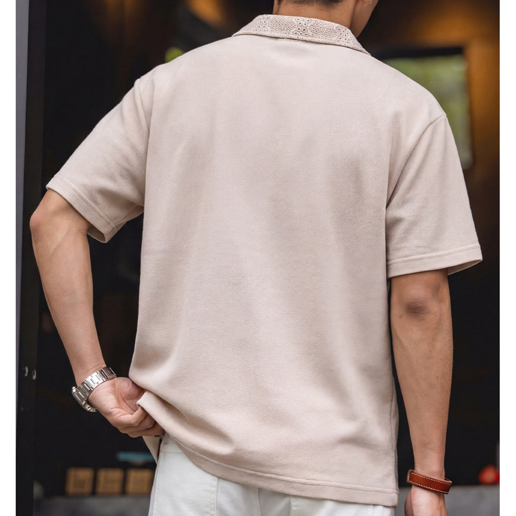 Beaded Floor Cotton Polo Shirt