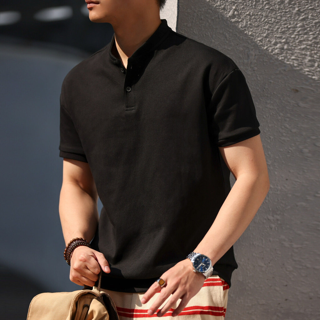 250g Casual Henry Collar T-Shirt