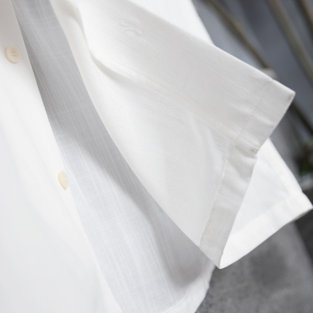Lyocell Linen Cuban Collar Lyocell WhiteShirt Light Vacation Style Cardigan Shirt