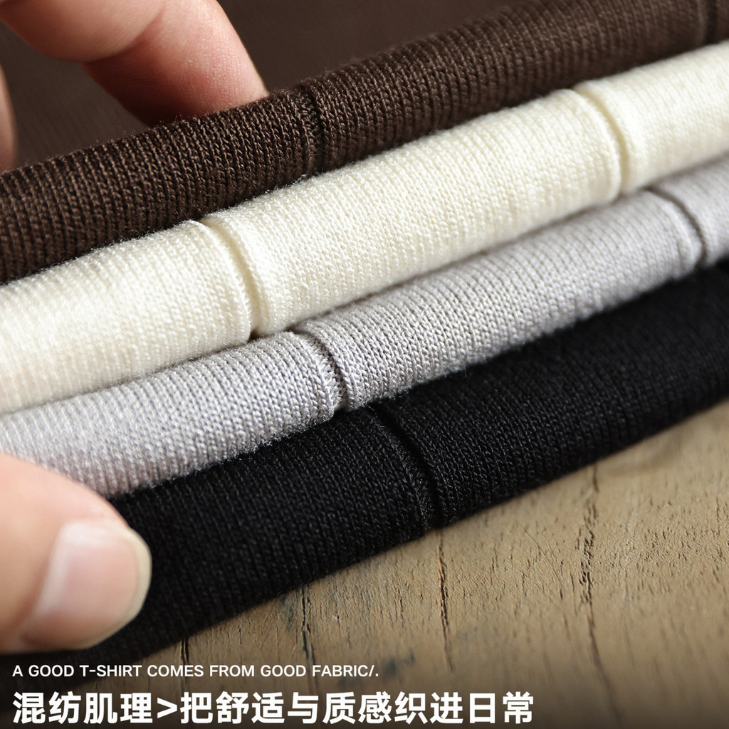 Wuluwear American Retro Solid Color Vertical Pit Strip Knit Short Sleeve Men Summer Old Money Style Loose Thin Style Breathable Round Neck Bottoming Shirt